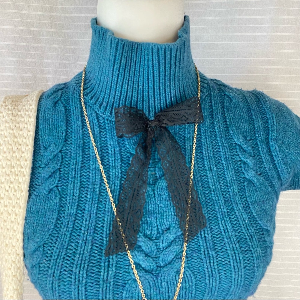 ♡ mock neck cable knit short sleeve sweater top ♡ - Picture 3 of 5